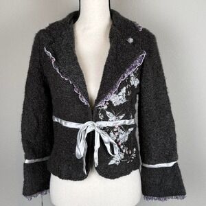 Y2K Angie  tie-front butterfly cardigan jacket Size Large
